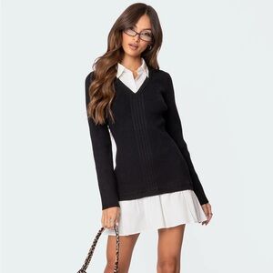 Two In One Collared Sweater Dress